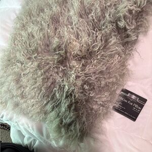 Gray Faux Fur Throw pillow